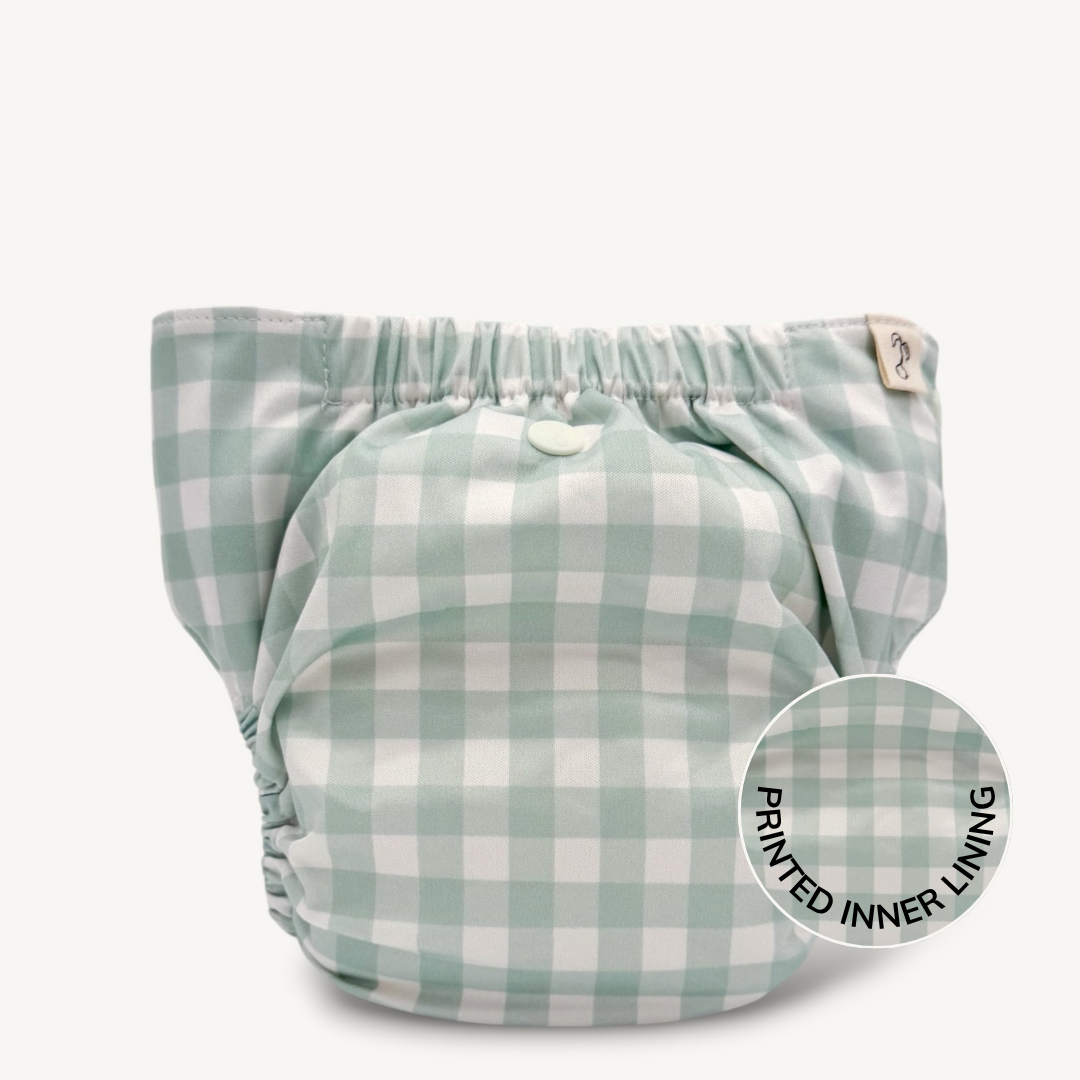 Green Gingham 2.0 Modern Cloth Nappy