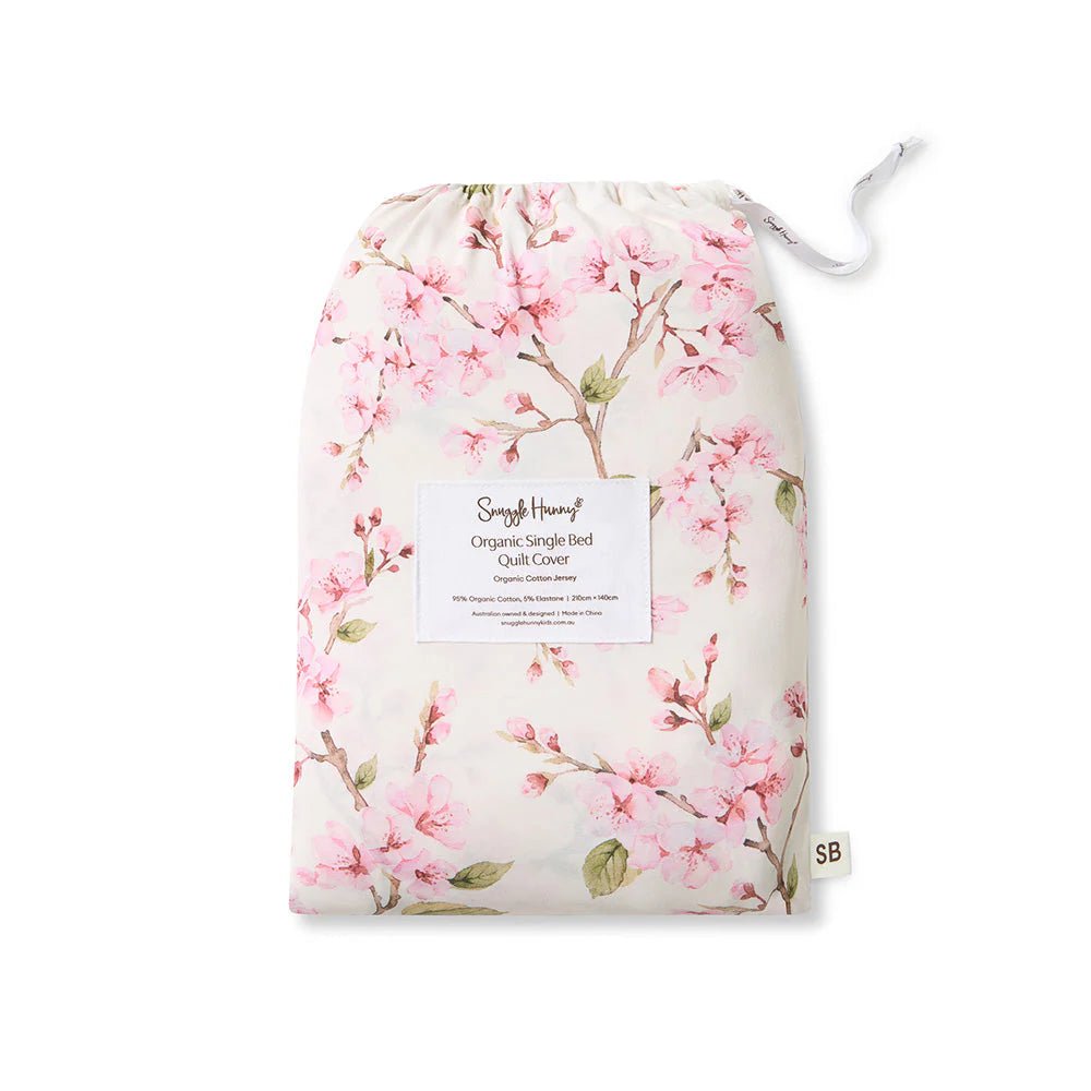 Cherry Blossom Organic Cotton Quilt Cover - Single Bed - Mimi & Co