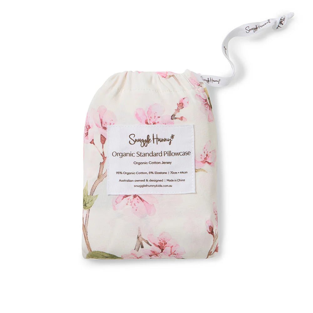 Cherry Blossom Organic Cotton Single Pillowcase - Mimi & Co