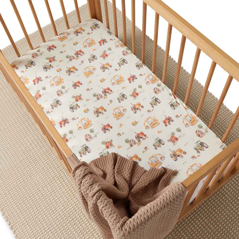 Diggers Organic Fitted Cot Sheet - Mimi & Co