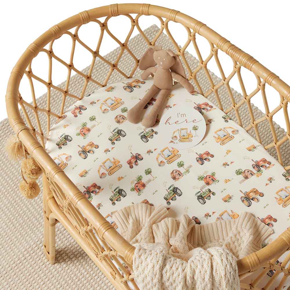Diggers & Tractors Organic Bassinet Sheet / Change Pad Cover - Mimi & Co