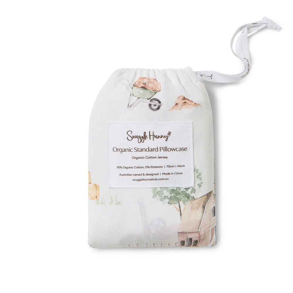 Diggers & Tractors Organic Cotton Single Pillowcase - Mimi & Co