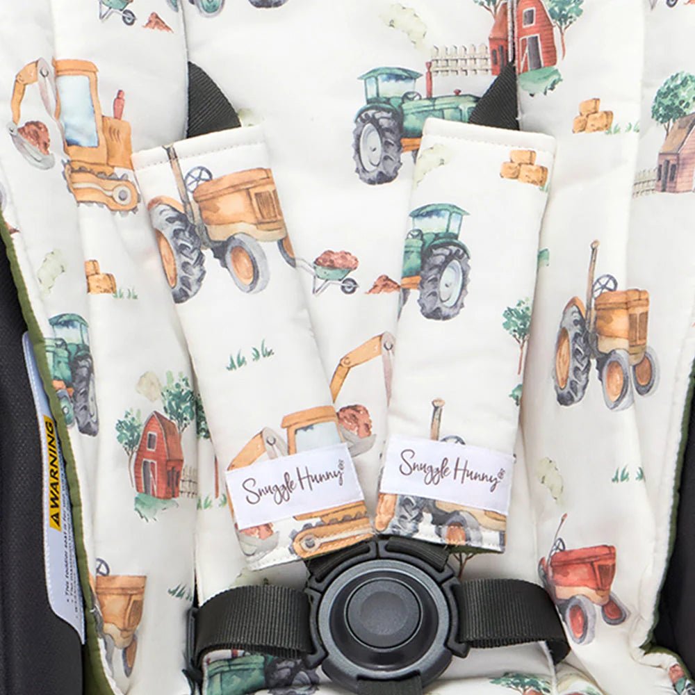 Diggers & Tractors Universal Reversible Pram Strap Covers - Mimi & Co