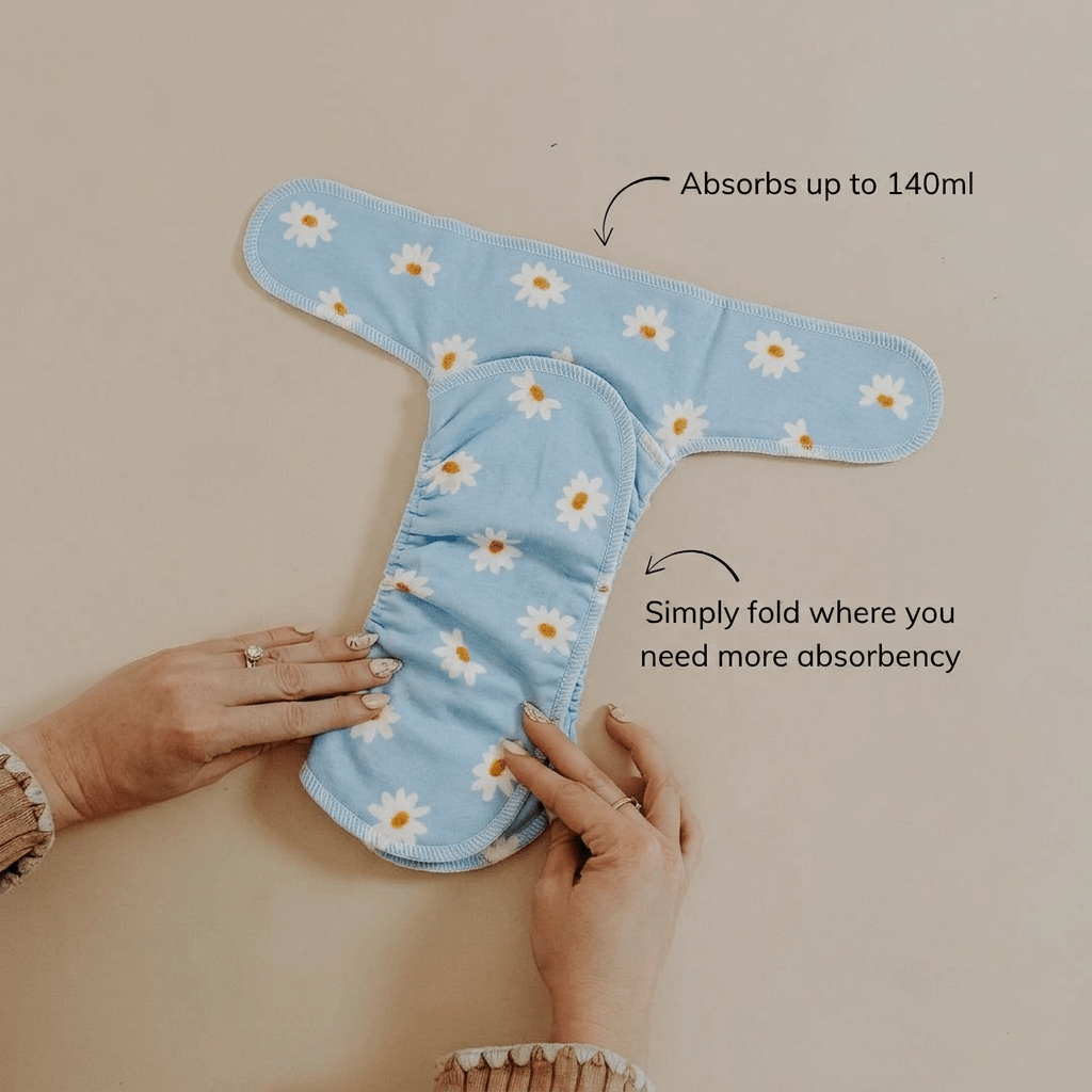 One - Size Stretchy Cotton Preflat | Blue Daisy - Mimi & Co