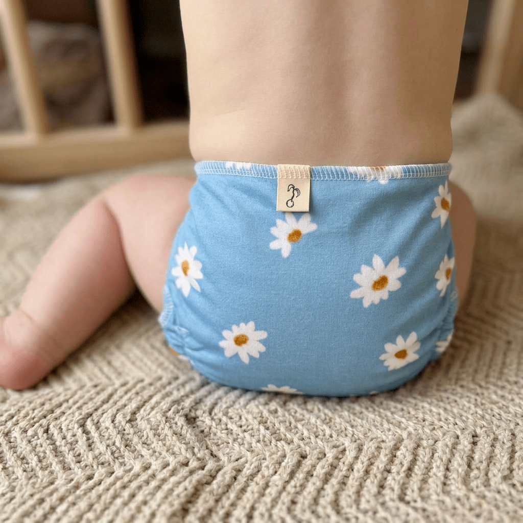One - Size Stretchy Cotton Preflat | Blue Daisy - Mimi & Co