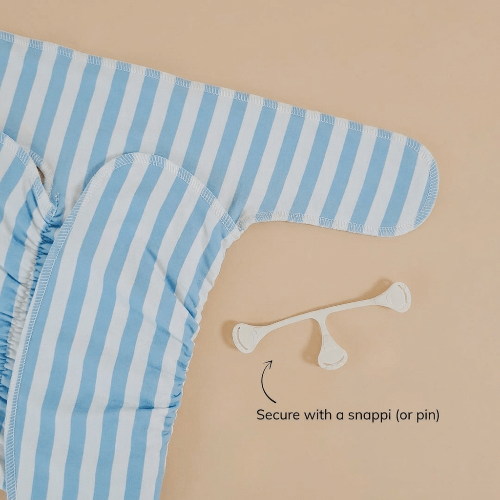 One - Size Stretchy Cotton Preflat | Blue Stripe - Mimi & Co