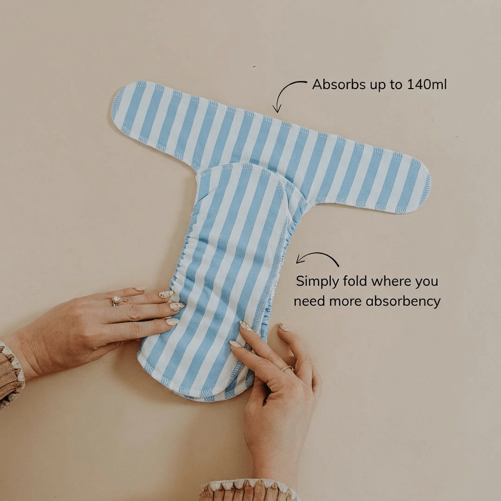 One - Size Stretchy Cotton Preflat | Blue Stripe - Mimi & Co