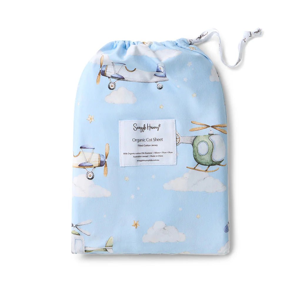 Taking Flight Organic Fitted Cot Sheet - Mimi & Co