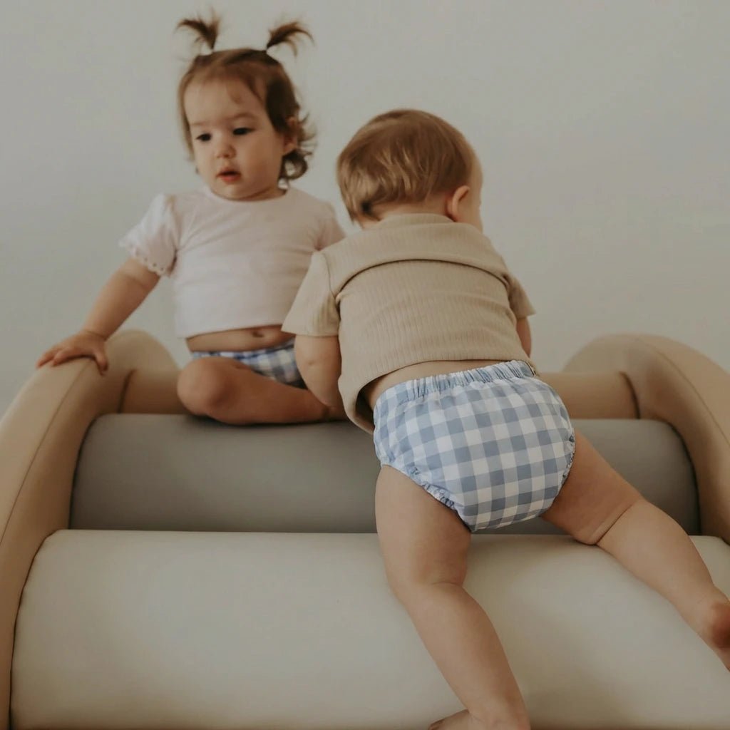 Blue Gingham 2.0 Mimi® Cloth Nappy - Mimi & Co
