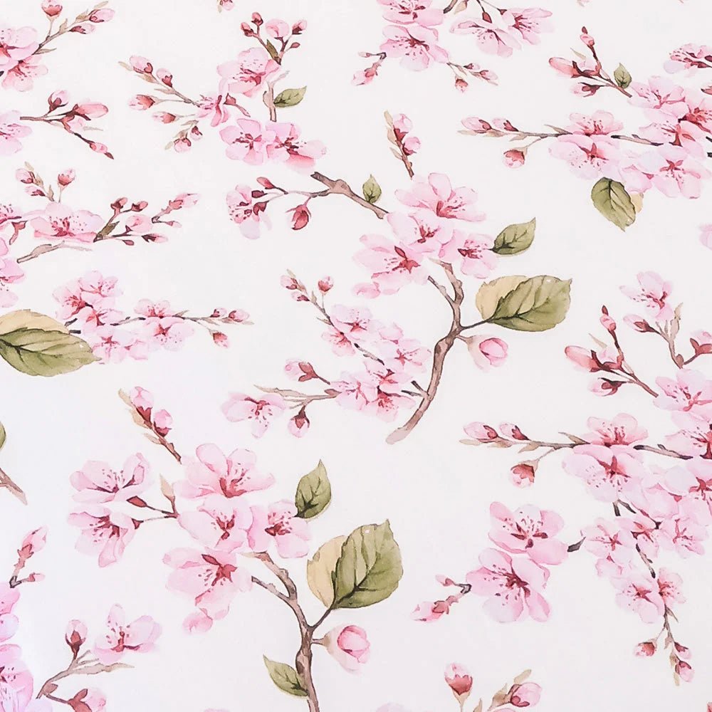 Cherry Blossom Organic Cotton Fitted Sheet - Double Bed - Mimi & Co