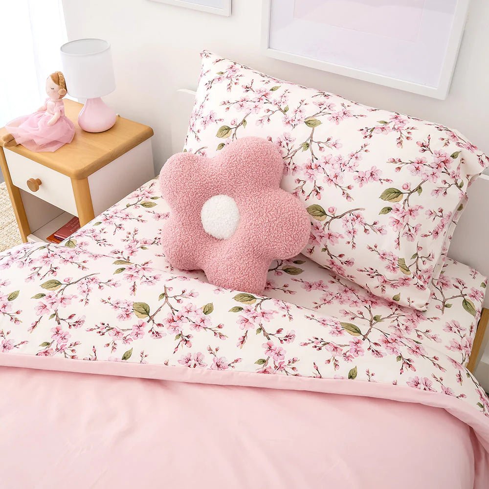 Cherry Blossom Organic Cotton Quilt Cover - Double Bed - Mimi & Co