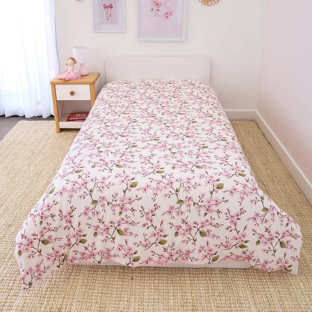 Cherry Blossom Organic Cotton Quilt Cover - Single Bed - Mimi & Co