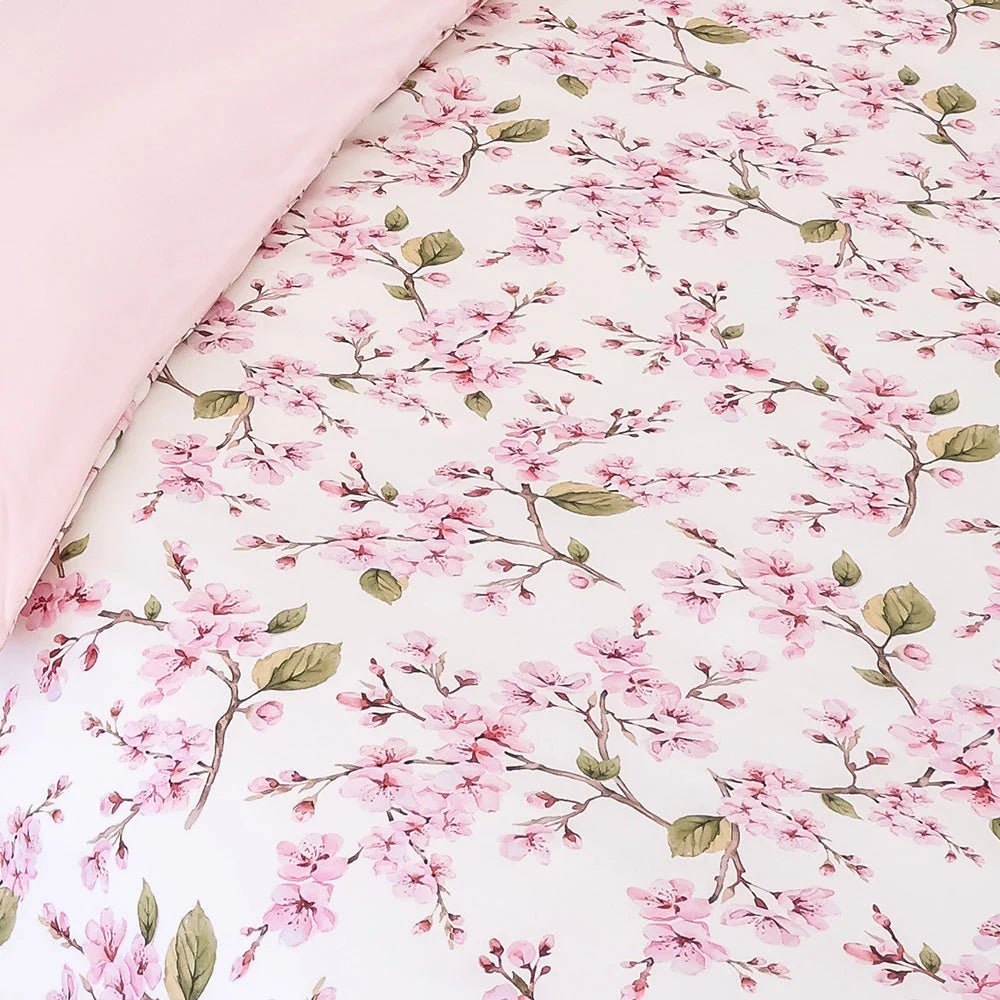 Cherry Blossom Organic Cotton Quilt Cover - Single Bed - Mimi & Co