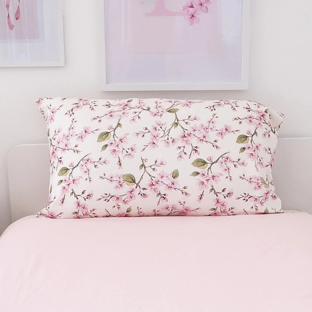 Cherry Blossom Organic Cotton Single Pillowcase - Mimi & Co
