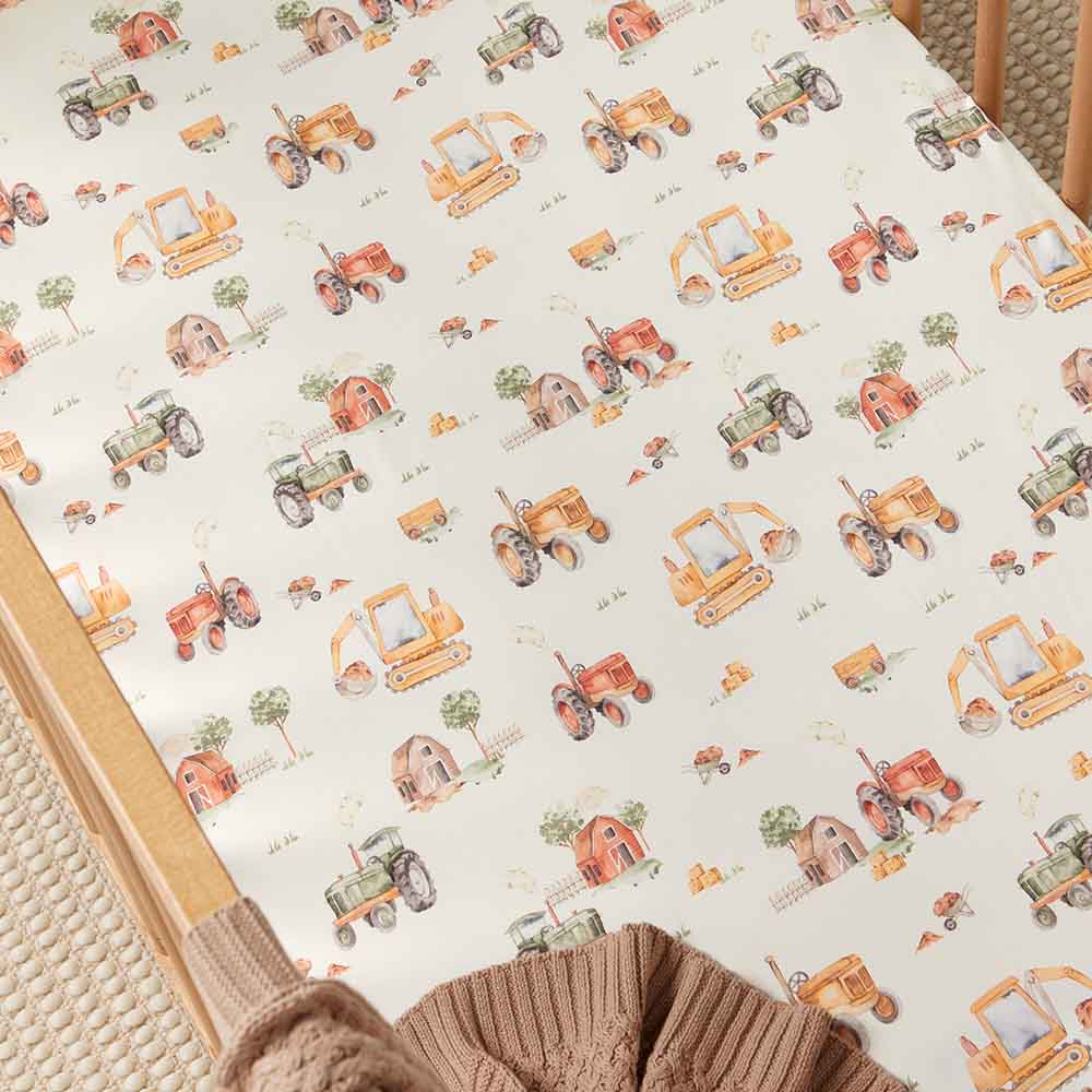 Diggers Organic Fitted Cot Sheet - Mimi & Co