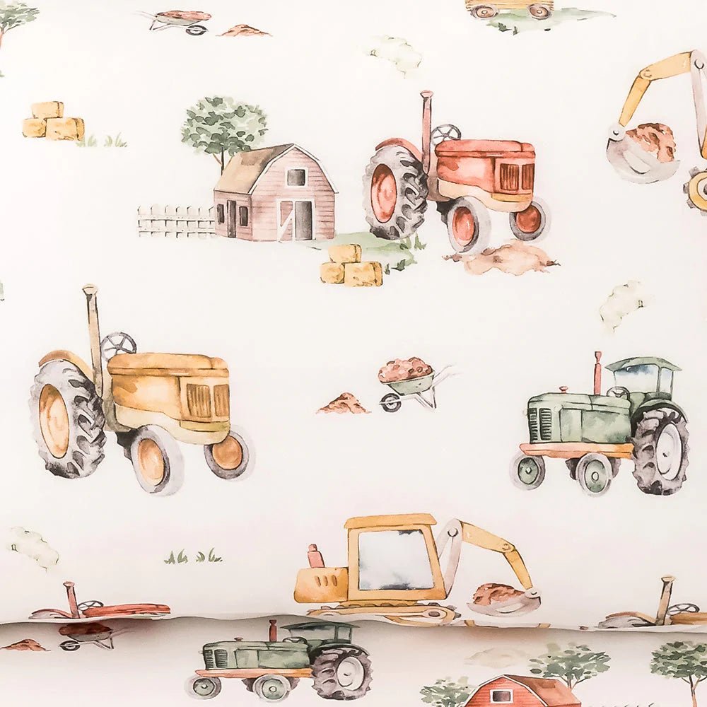 Diggers & Tractors Organic Cotton Single Pillowcase - Mimi & Co