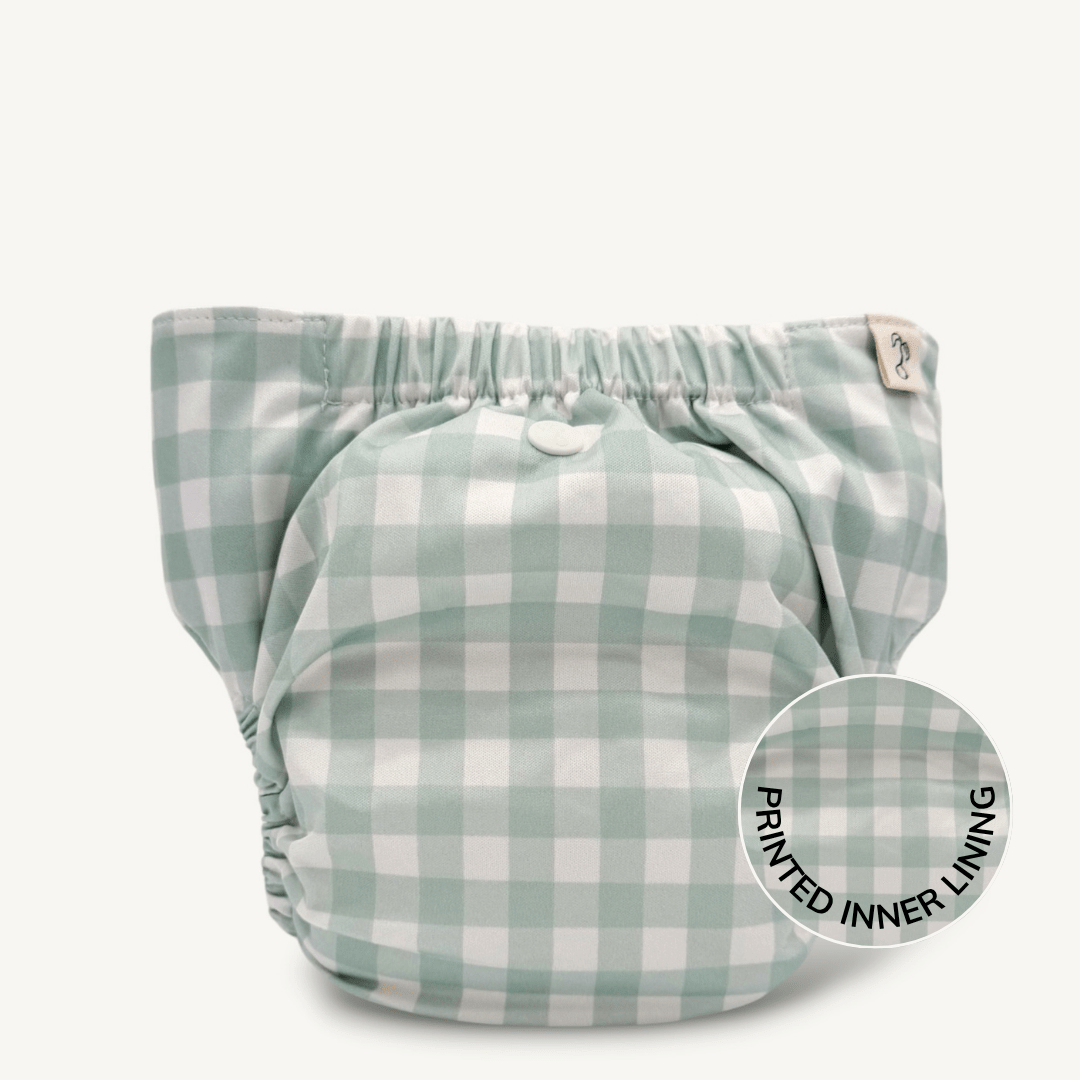 Green Gingham 2.0 Modern Cloth Nappy - Mimi & Co