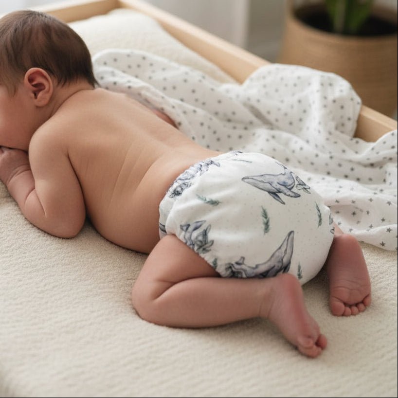 Newborn Wipeable Cover | Whales [Ships March 14th] - Mimi & Co
