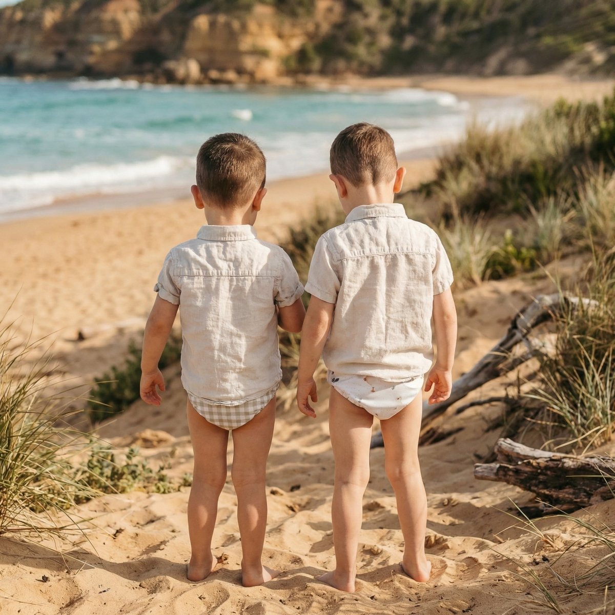 One - Size Reusable Mimi® Swim Nappy | Green Gingham [Ships March 14th] - Mimi & Co