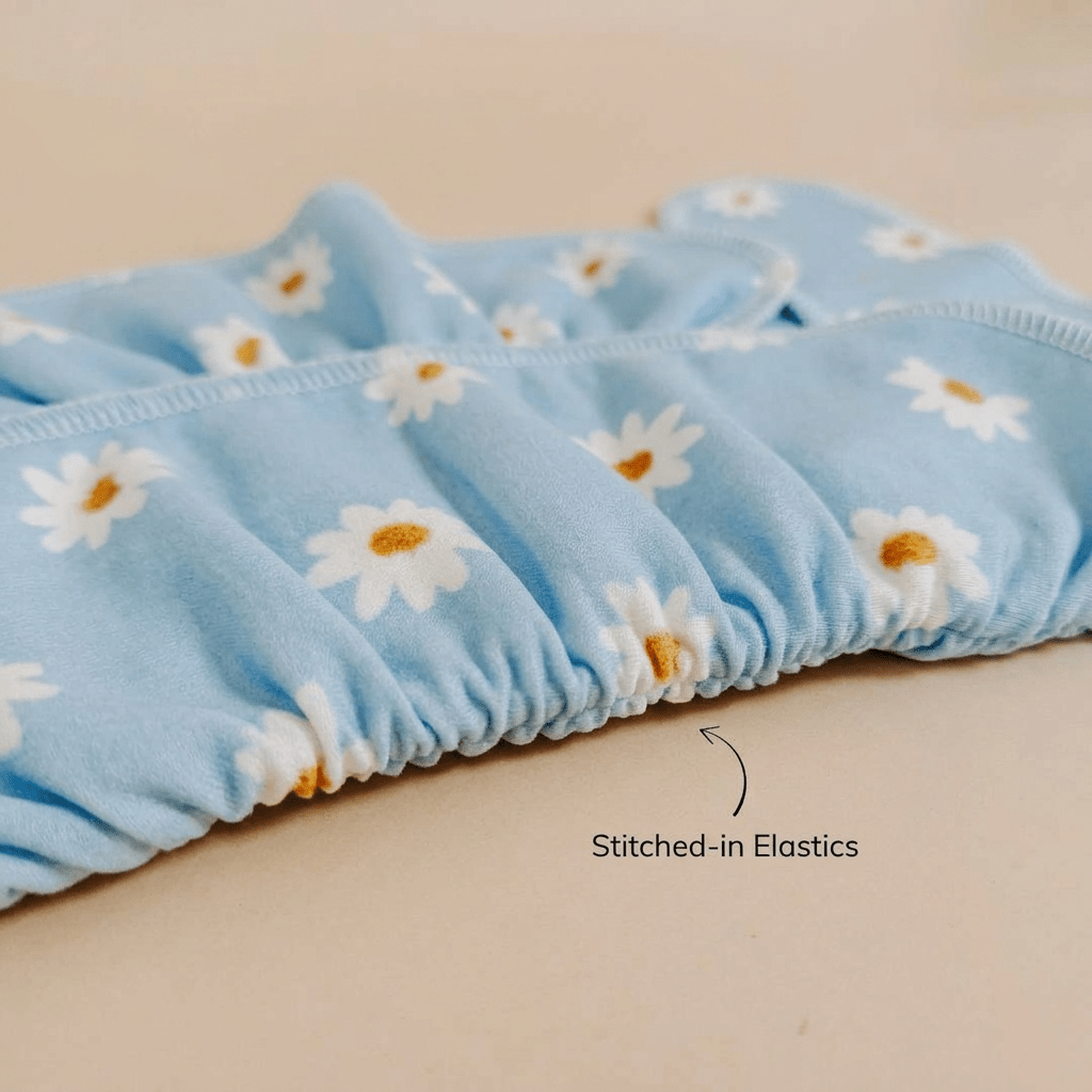 One - Size Stretchy Cotton Preflat | Blue Daisy - Mimi & Co