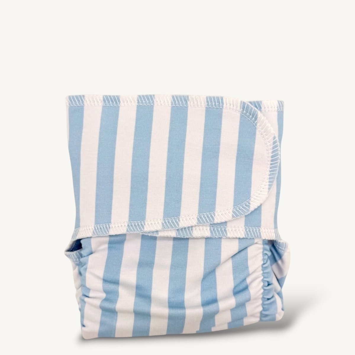 One - Size Stretchy Cotton Preflat | Blue Stripe - Mimi & Co