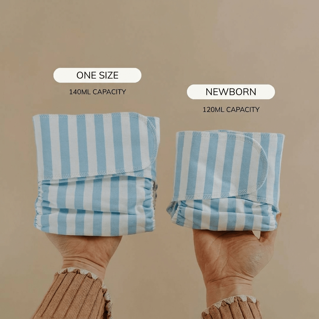 One - Size Stretchy Cotton Preflat | Blue Stripe - Mimi & Co