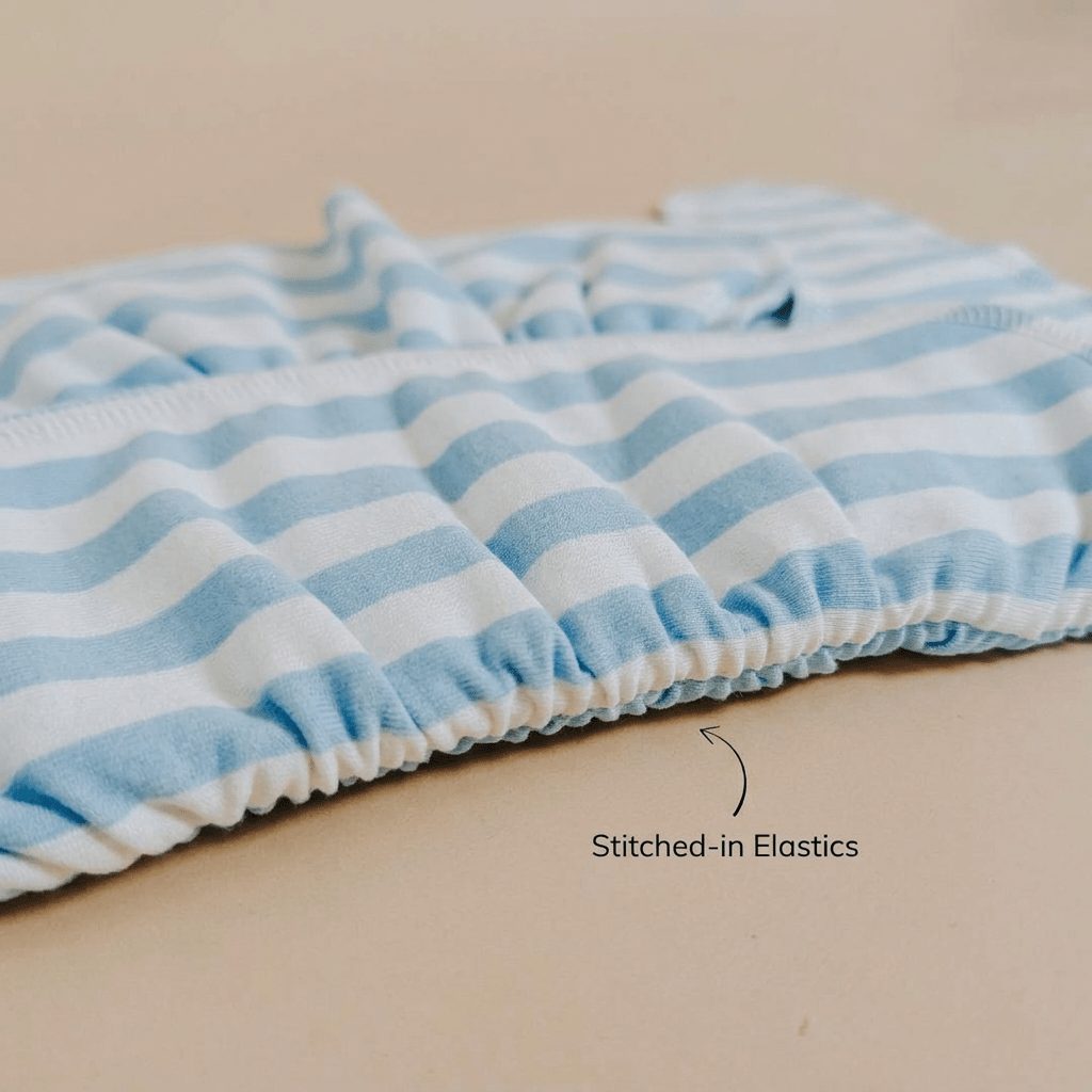 One - Size Stretchy Cotton Preflat | Blue Stripe - Mimi & Co