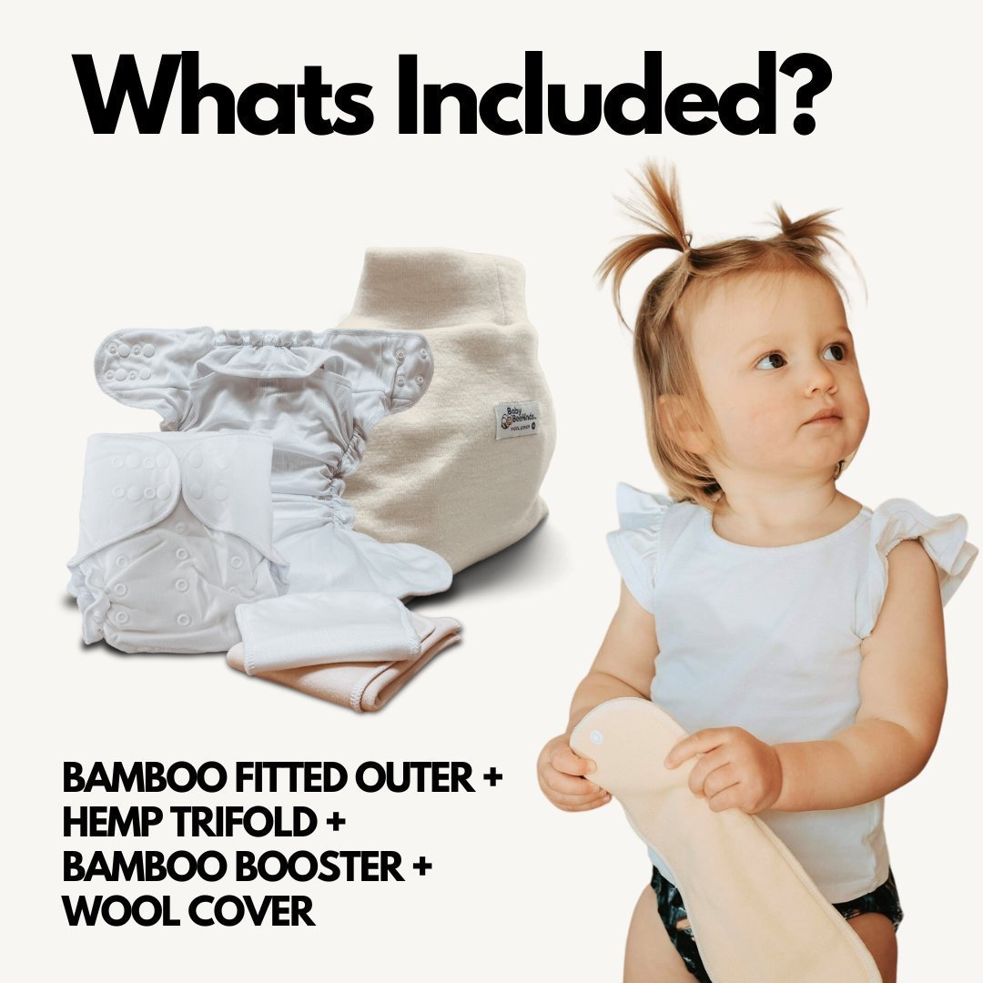 OSFM Bamboo Fitted Nappy + Wool Cover - Mimi & Co