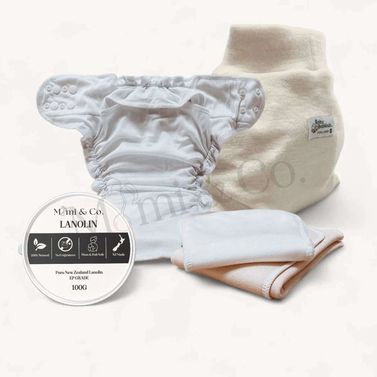 OSFM Bamboo Fitted Nappy + Wool Cover + Lanolin - Mimi & Co