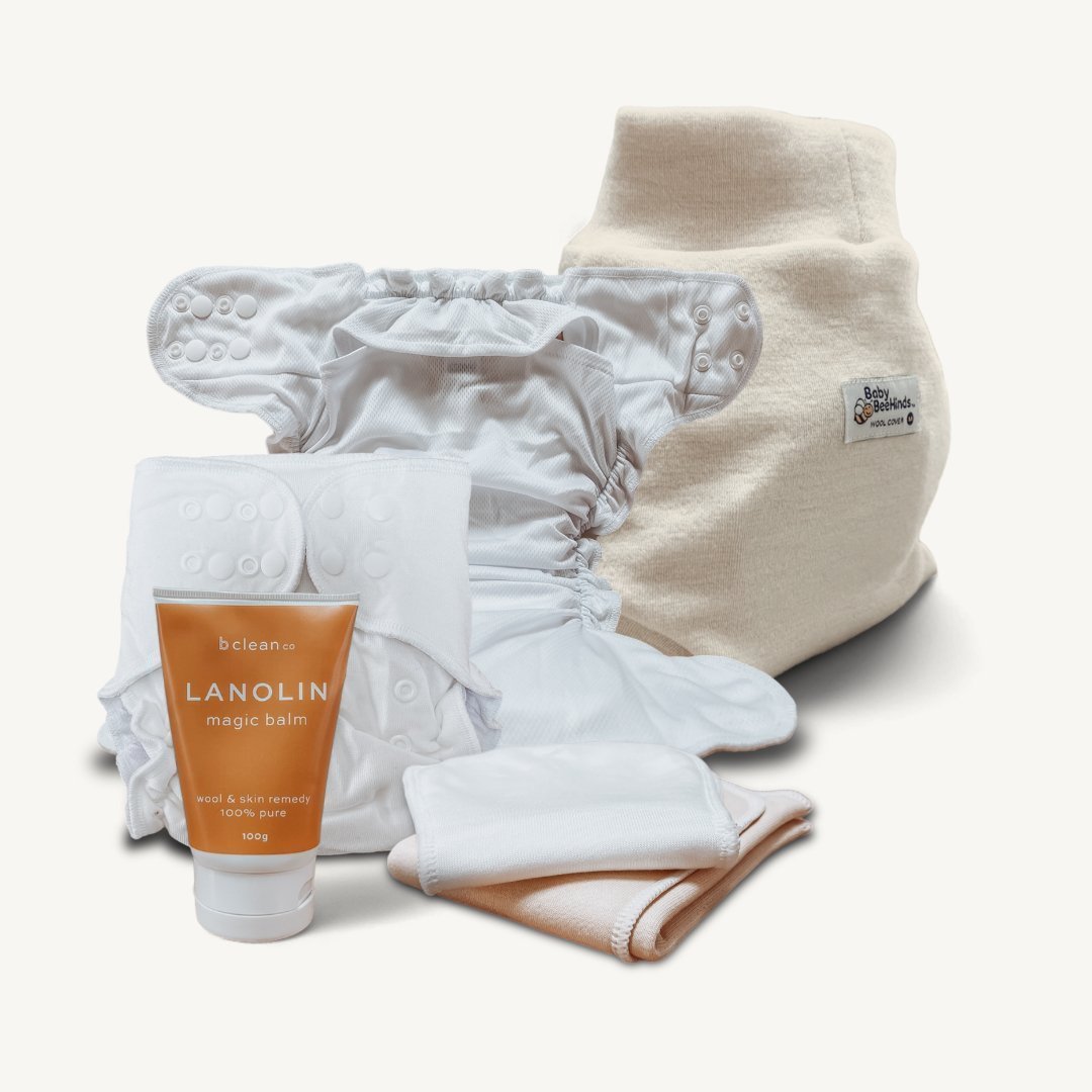 OSFM Bamboo Fitted Nappy + Wool Cover + Lanolin - Mimi & Co