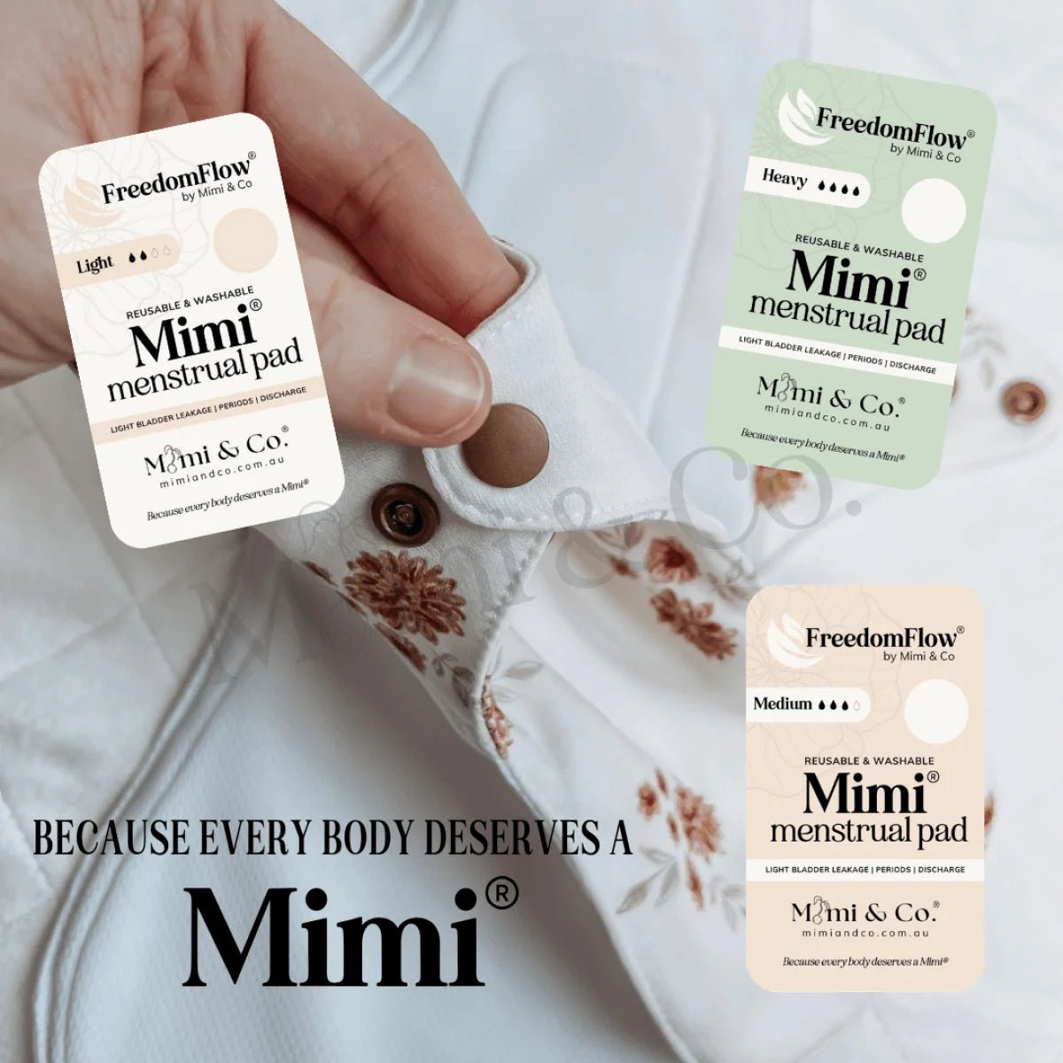 Reusable Mimi® Menstrual Pad Bundle | Light - Mimi & Co