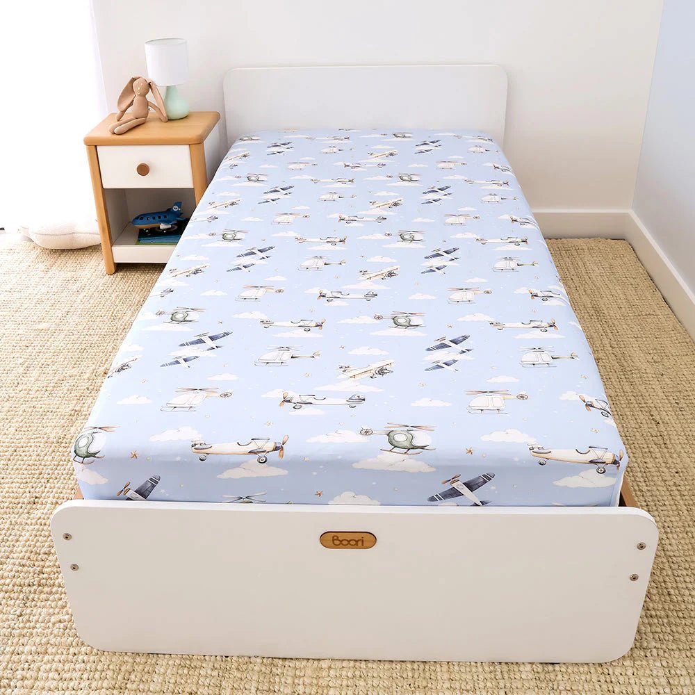Taking Flight Organic Cotton Fitted Sheet - Double Bed - Mimi & Co