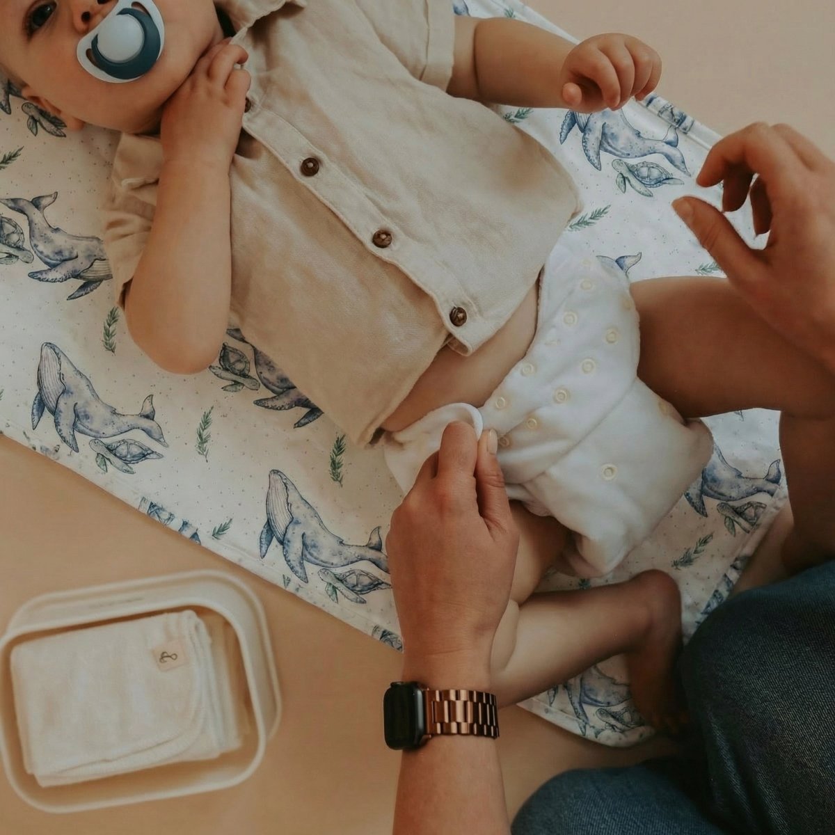 Travel Bamboo Change Mat | Whales - Mimi & Co