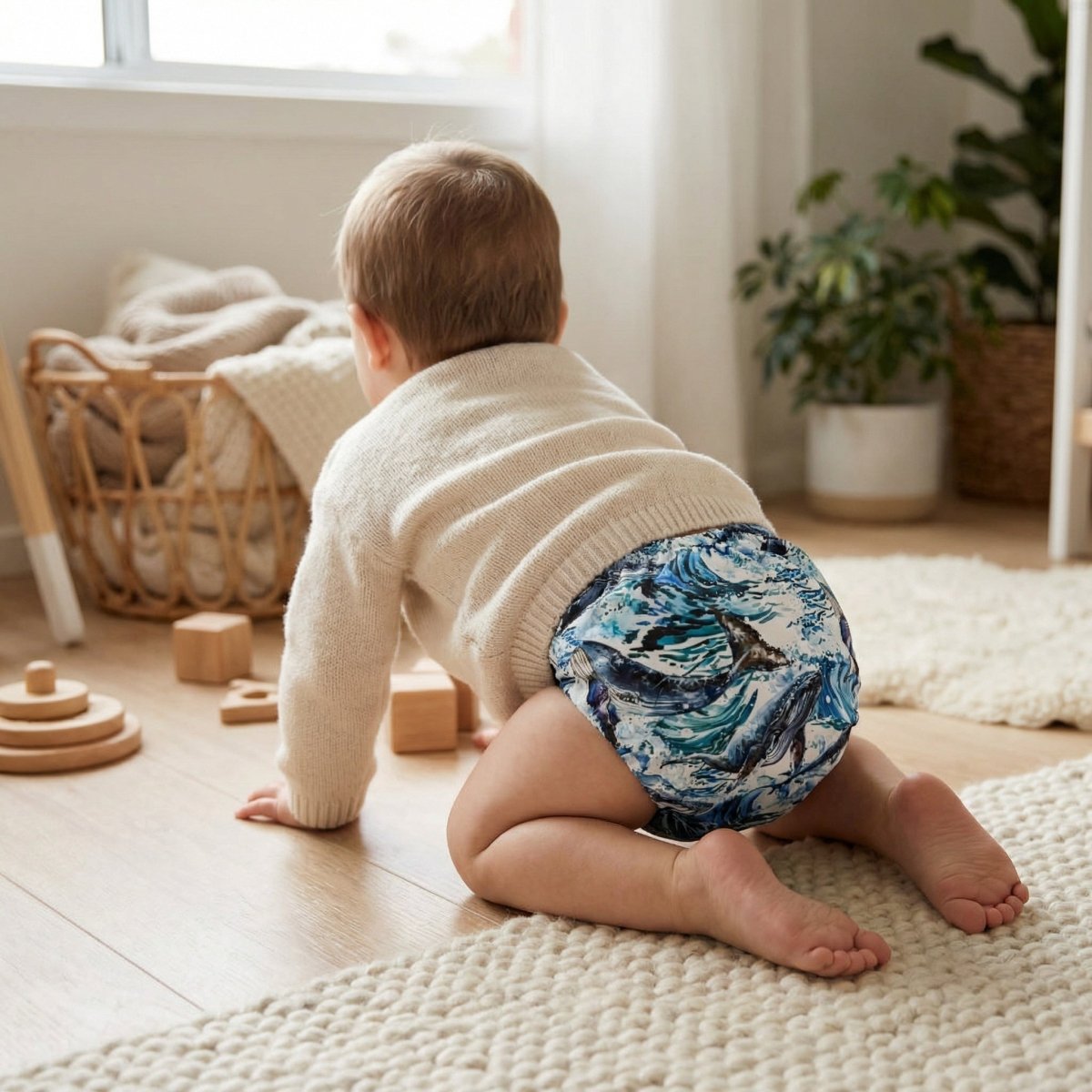 Whale Around 2.0 Modern Cloth Nappy - Mimi & Co