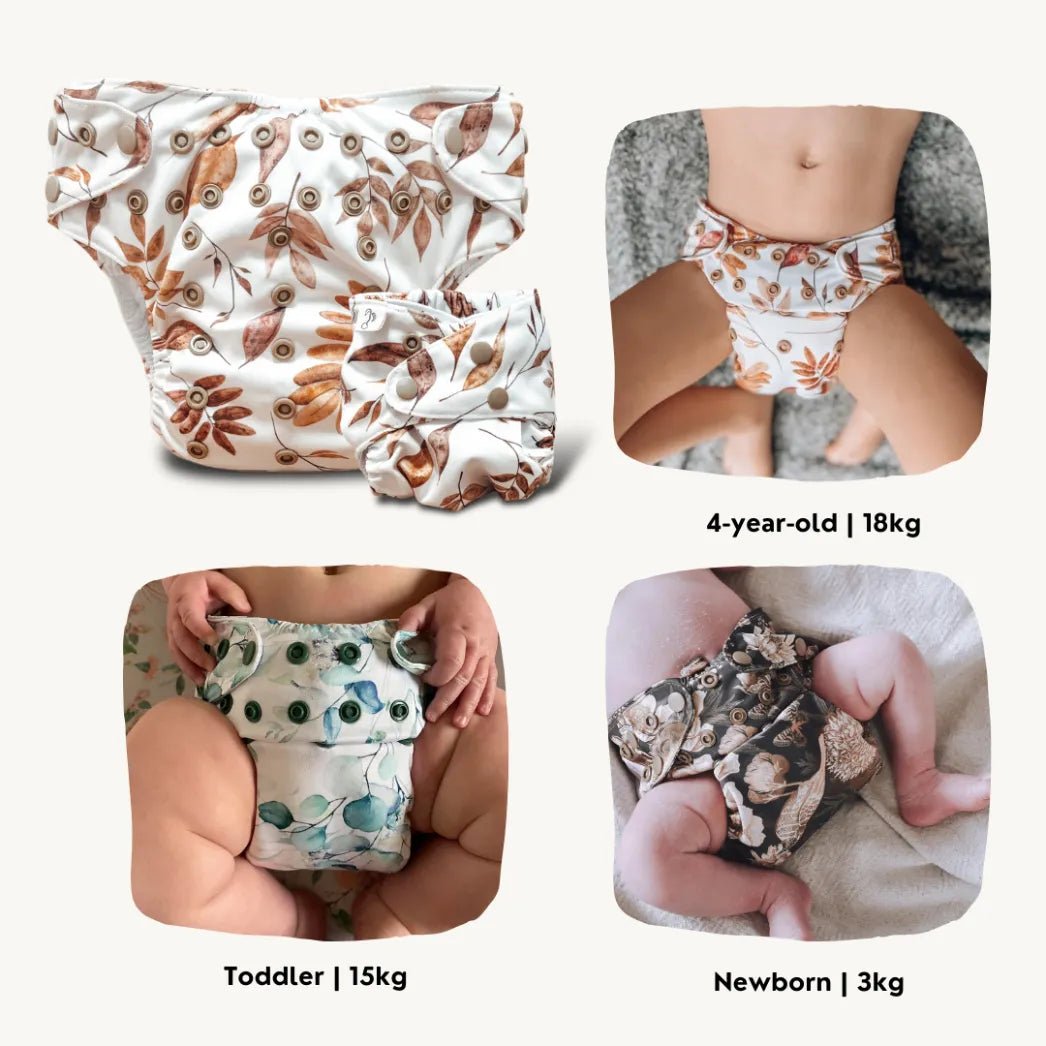 Blue Leaves 2.0 Modern Cloth Nappy - Mimi & Co